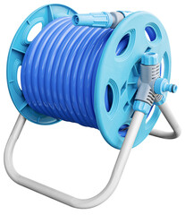 Hose reel with blue rubber tube