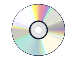 A reflective disc with a central hole, showing rainbow light