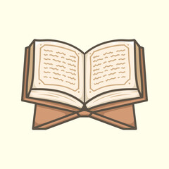 Obraz premium Holy Book Illustration on Stand for icon sticker and other uses hand drawn vector style.