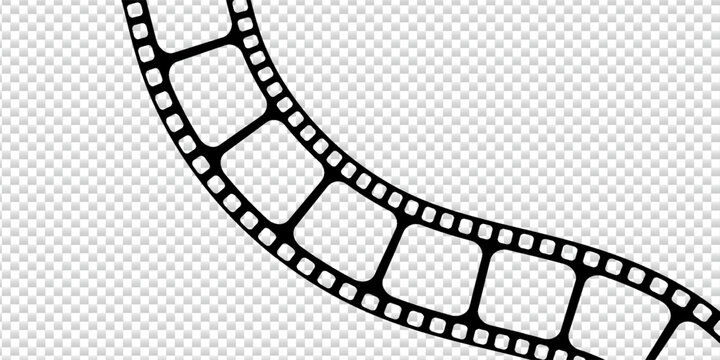 Film strip background with retro photo and cinema frames. Movie reel or video strip roll design. Vector illustration for media, film, and photography projects.eps10
