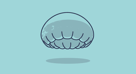 Minimalist illustration of a jellyfish floating in the ocean. © Dodol Creative Stock