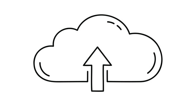 Cloud icon with upward arrow symbolizing data upload and storage technology