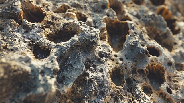 Porous Volcanic Rock Texture Background with Weathered Holes and Rough Surface