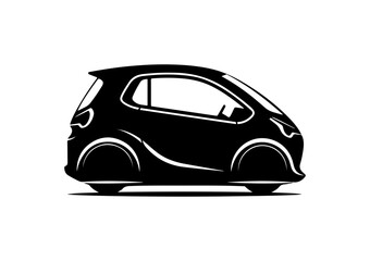 Obraz premium Black Vector Silhouette of a Compact Car