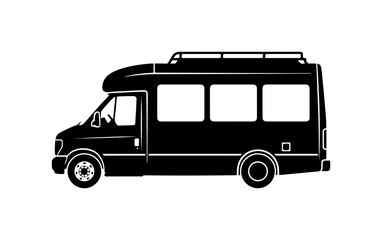 Black Vector Silhouette of a Minibus