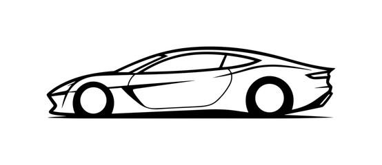 Black Vector Silhouette of a Sports Car