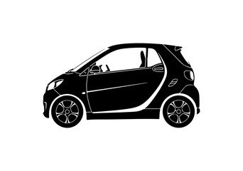 Black Vector Silhouette of a Smart Car