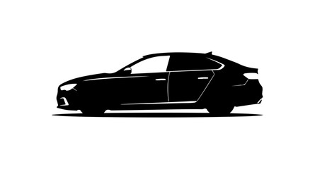 Black Vector Silhouette of a Modern Car