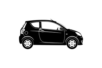 Black Vector Silhouette of a Compact Car