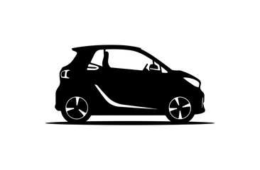 Black Vector Silhouette of a Compact Car