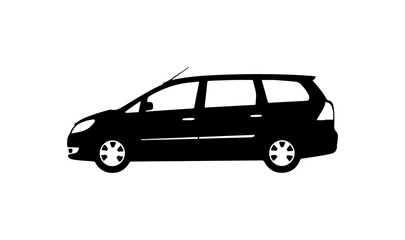 Black Vector Silhouette of a Minivan