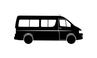 Black Vector Silhouette of a Minibus