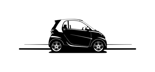Black Vector Silhouette of a Smart Car
