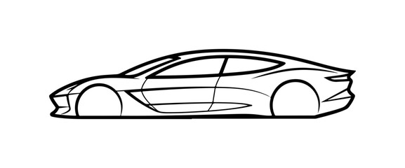 Black Vector Silhouette of a Sports Car