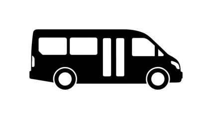 Black Vector Silhouette of a Minibus