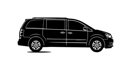 Black Vector Silhouette of a Minivan