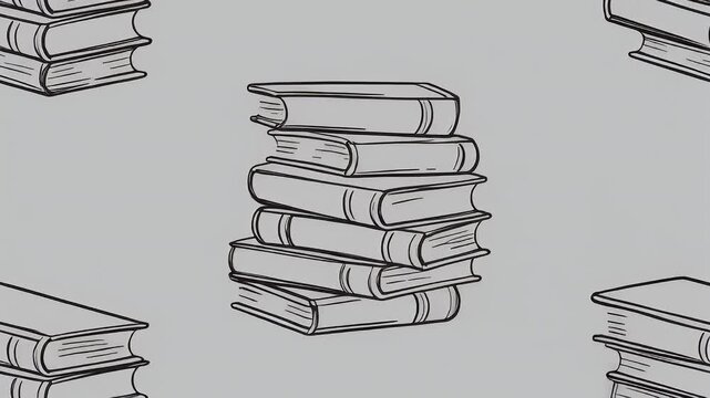 Stack of classic books in a drawing style, symbolizing knowledge and education