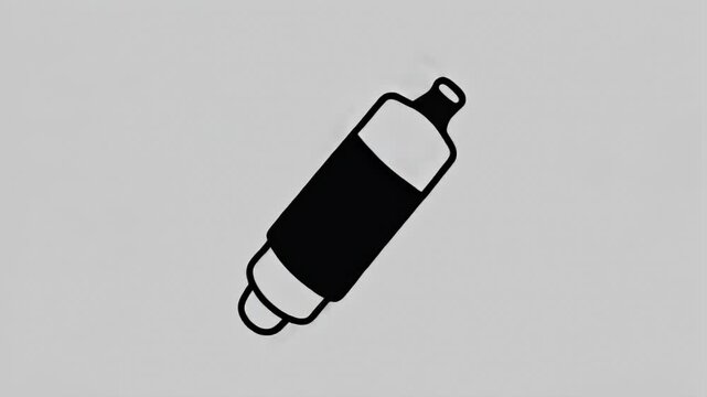 Black cylindrical object with a white band and a cap, isolated on a light grey background, representing a versatile icon