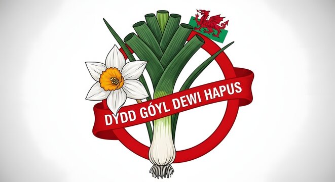 Dyfed goyll dewi hapus emblem with daffodil and tulip
