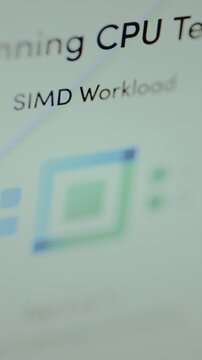 Program running a CPU test, SIMD Workload and Cryptography