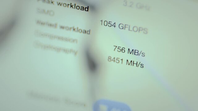Performance metrics for a computer processor, Clock Speed, Peak workload SIMD and Compression