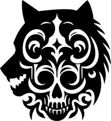 Fototapeta premium Ornamental Wolf Skull Silhoue...