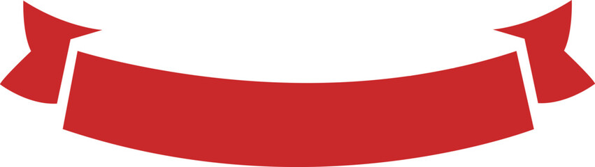 注目度抜群！赤色の湾曲リボン・タイトル見出し・お祝い飾り枠ベクター素材