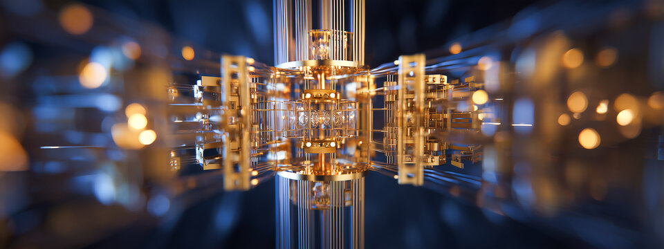 Superconducting quantum computer circuit with glowing energy particles for advanced computing and physics research