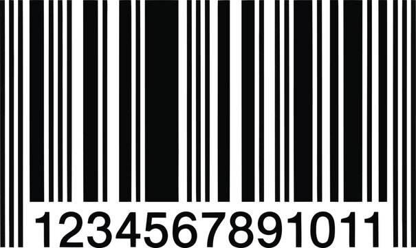 A standard black and white barcode with a clear sequence of numbers printed below on a white surface