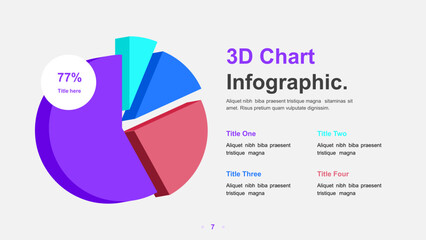 Modern 3D Infographic Pie Chart for Data Visualization