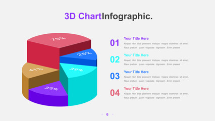 3D Pie Chart Infographic for Business Data Presentation