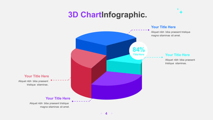 Modern 3D Pie Chart for Business Data Presentation