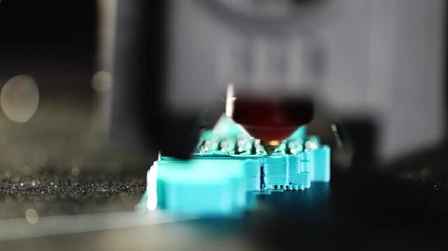 Industrial 3D printer creating plastic components using advanced production technology. High quality 4k footage