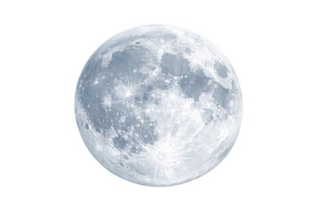 Naklejka premium Full moon displaying its textured surface and craters against a transparent background, representing astronomy, space, and celestial bodies