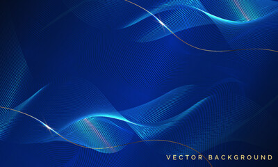 Abstract Dark Blue background. Wave element for design. Digital frequency track equalizer. Stylized line art. 