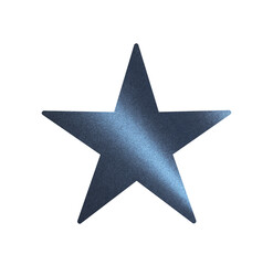 Fototapeta premium Single blue metallic star isolated on white background. Five-point star with glossy textured surface