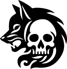 Obraz premium Wolf and Skull Yin Yang Silho...