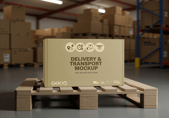 Warehouse Box On Pallet Mockup