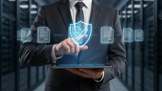 Digital identity protection cybersecurity, data privacy authentication verification business documents secure digital transactions information safety document handling business
