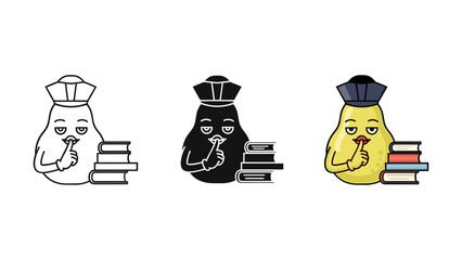Chef Hat Icon Set with Books