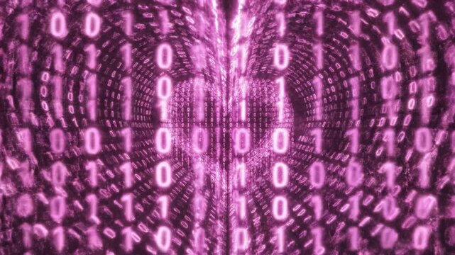 Digital heart binary code data tunnel pink glow abstract background cyber love technology matrix cyberspace internet computer futuristic neon encryption romance heart shape light glow pattern digital