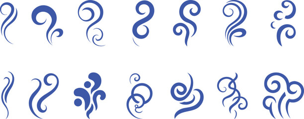 Obraz premium Collection of blue abstract swirl decorative shape