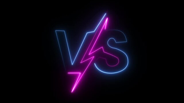 a "Versus" (VS) icon commonly used to indicaIt features glowing neon-style letters "V" and "S". A lightning bolt symbol often separates the letters.