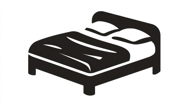 Simple black and white double bed icon