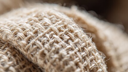 Close-up of textured jute fabric, highlighting natural weave details in warm, rustic neutral tones. gardening catalogs, home-decor guides, designed for home decor and floral branding.