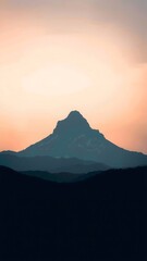 Obraz premium Serene Minimalist Landscape Lone Majestic Mountain Gradient Sky