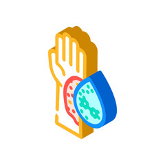 Human hand experiencing an allergic reaction on the skin, showing dermatitis, inflammation, and rash with a blue drop indicating medical treatment or relief