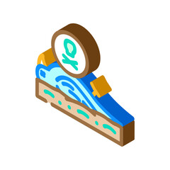 Water pollution warning icon showing a skull and crossbones emerging from contaminated liquid, symbolizing toxic marine waste, environmental hazard and ocean contamination crisis