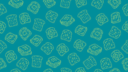 Bread toast seamless pattern background. Toast sketch wallpaper. Packaging, wrapper, banner, fabric, print, backdrop