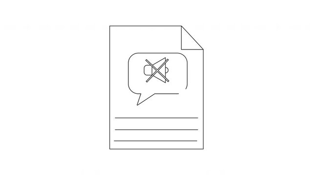 Mute Notification Icon on Document - A Simple Line Art Illustration.